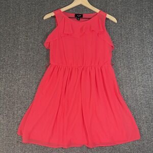 I.N. Girl Women's Dress Sz 16 Sleeveless Fuchsia Ruffle Party Summer Lightweight